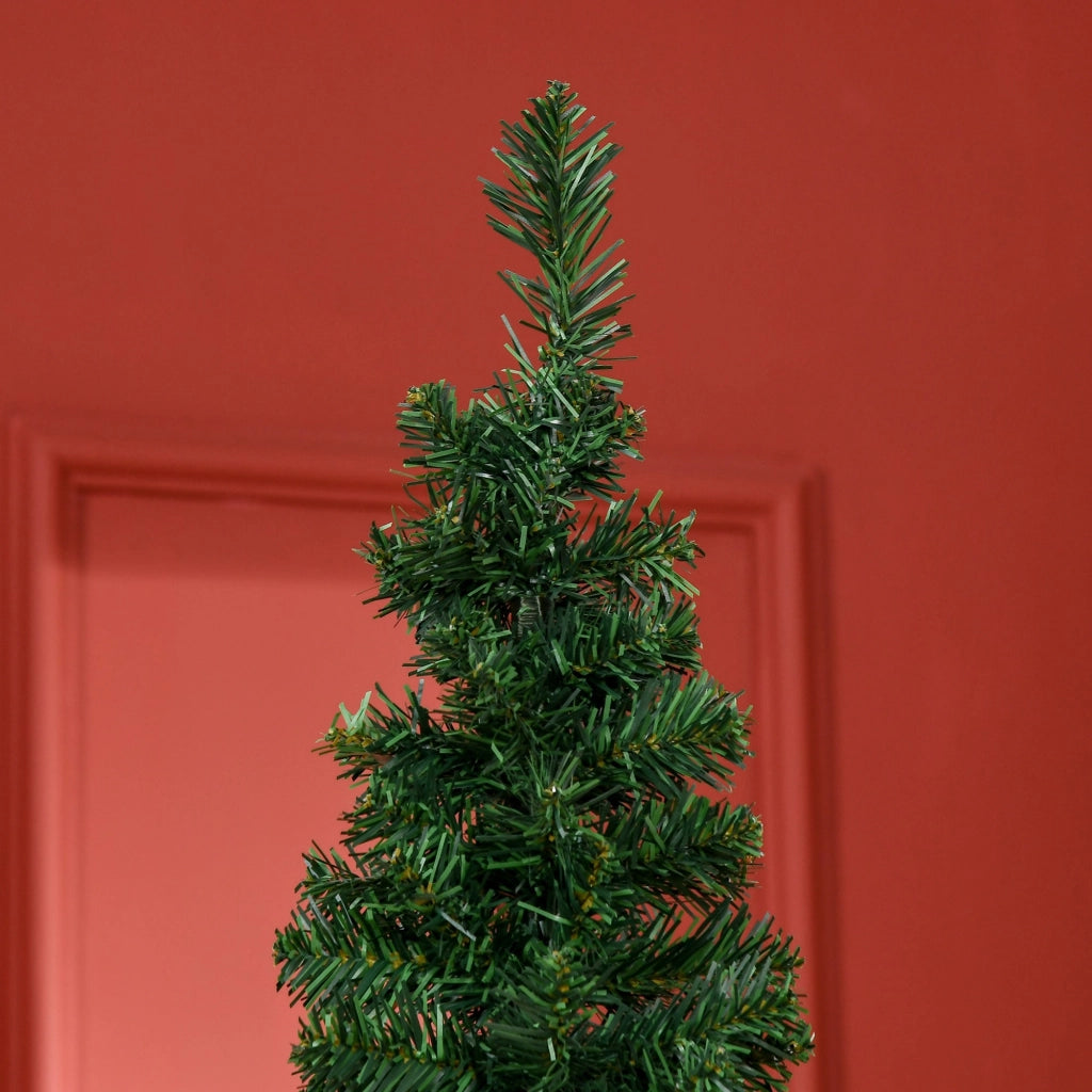 EasyComfort Albero di Natale Slim Artificiale 210 cm con Rami Realistici, Albero di Natale Alto e Stretto con Base Pieghevole, Verde