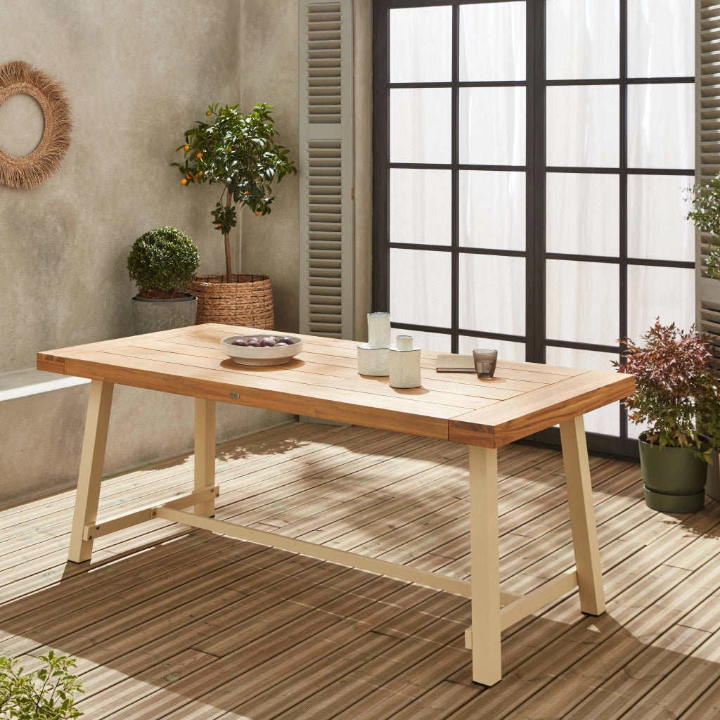 Tavolo da interno/esterno in legno e metallo, 6-8 posti, marrone