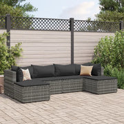 Set Divani da Giardino 6 pz con Cuscini in Polyrattan Grigio