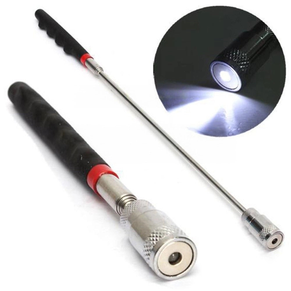 Trade Shop - Asta Telescopica Con Magnete Luce Led Calamita Raccogli Oggetti Estensibile 10lb -