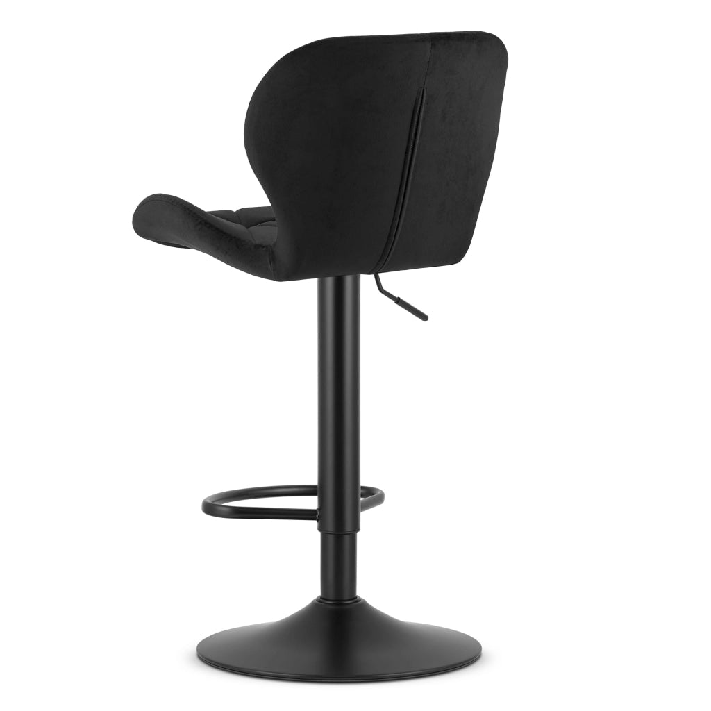 Sgabello in velluto VALORA WEST - Elegante nero per soggiorno, cucina, sala da pranzo