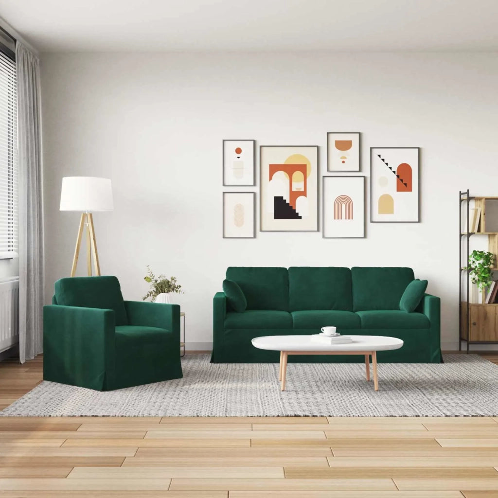 Set di divani 2 pcs Verde Scuro 198 x 78 x 80 cm Velluto 3407597