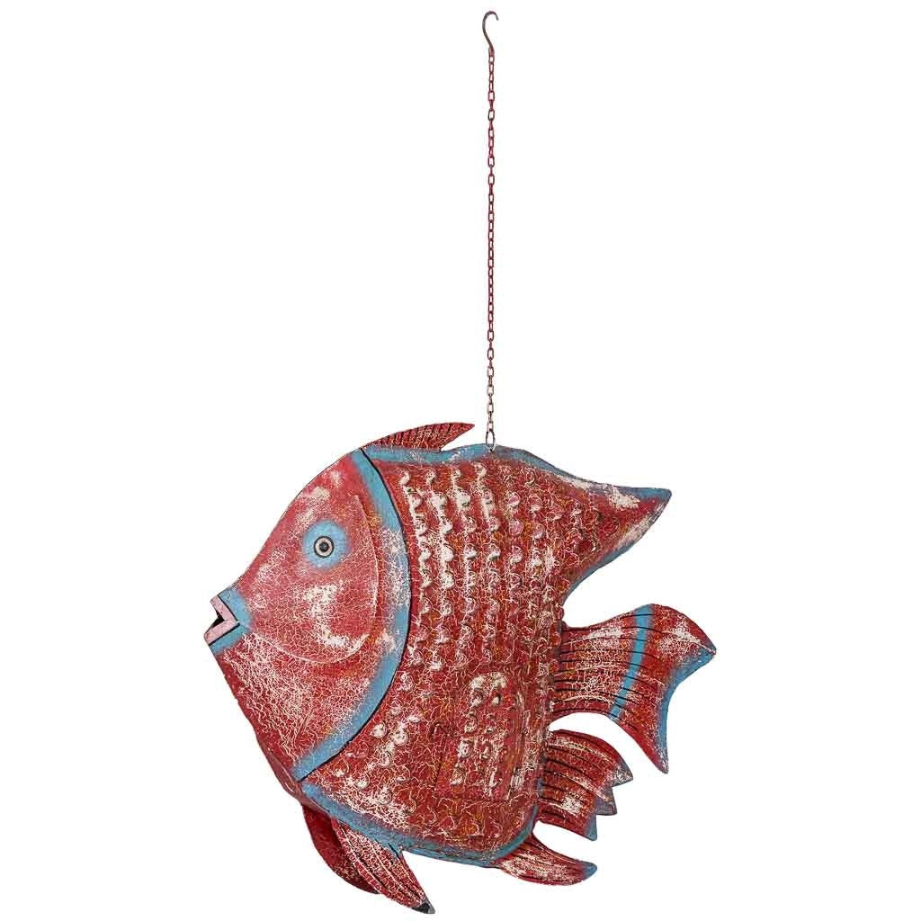 Portacandele pesce in ferro multicolore 110x13x80 cm
