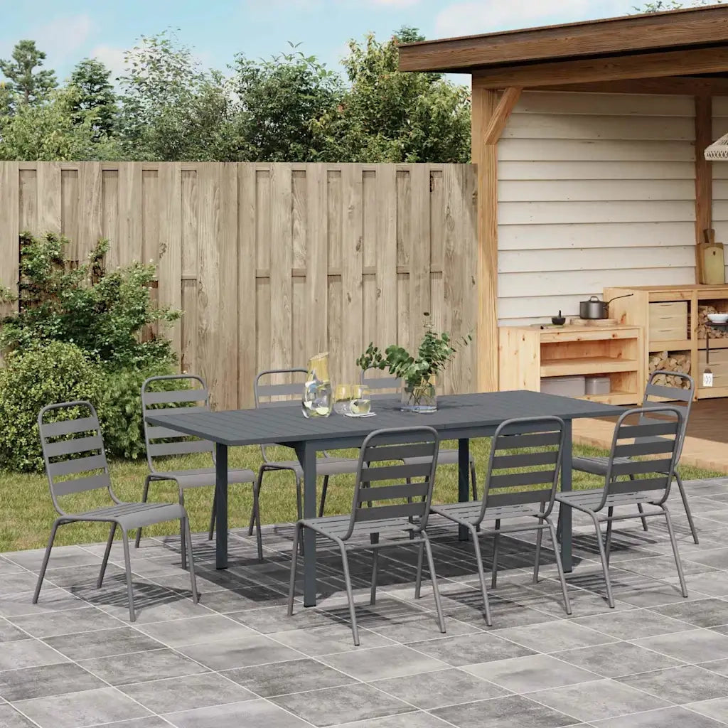 vidaXL Set da Pranzo per Giardino 9 pcs Antracite Acciaio
