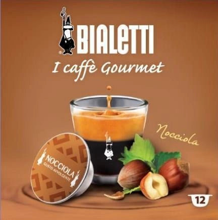 Bialetti MOKBICANOCC Caffe' d'Italia Capsule Caffe' Gusto Nocciola 12 pz 50% Arabica 50% Robusta Intensita' 9 colore Alluminio