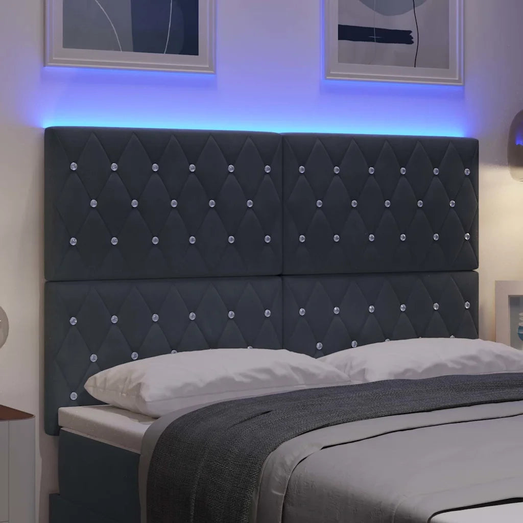 Testiera LED con strisce LED Grigio scuro 144 cm Velluto 3338361