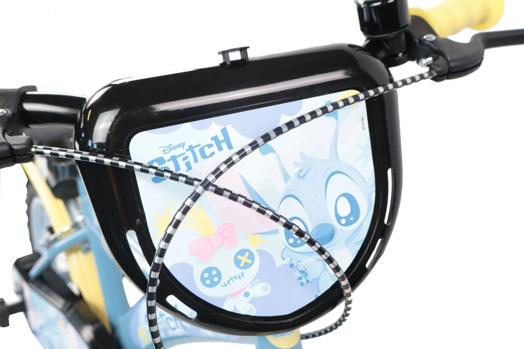 Bicicletta per Bambini 14" Disney Stitch Freni Caliper e Stabilizzatori in Acciaio Hi-Ten Azzurro