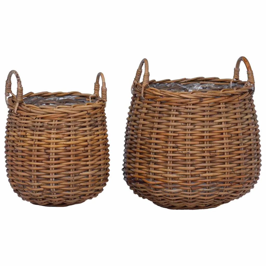 Cestino per piante con archiviazione 2 pcs Marrone Rattan Lacak 42020954
