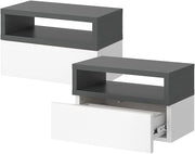 Comodino camera da letto Urbano, Antracite, Set di 2, montabile a parete per un utilizzo salvaspazio in camera da letto