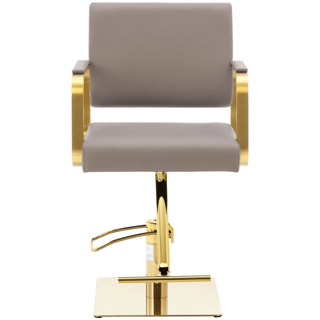 Poltrona da parrucchiere con poggiapiedi portata 200 kg acciaio inox beige oro 14_0008956