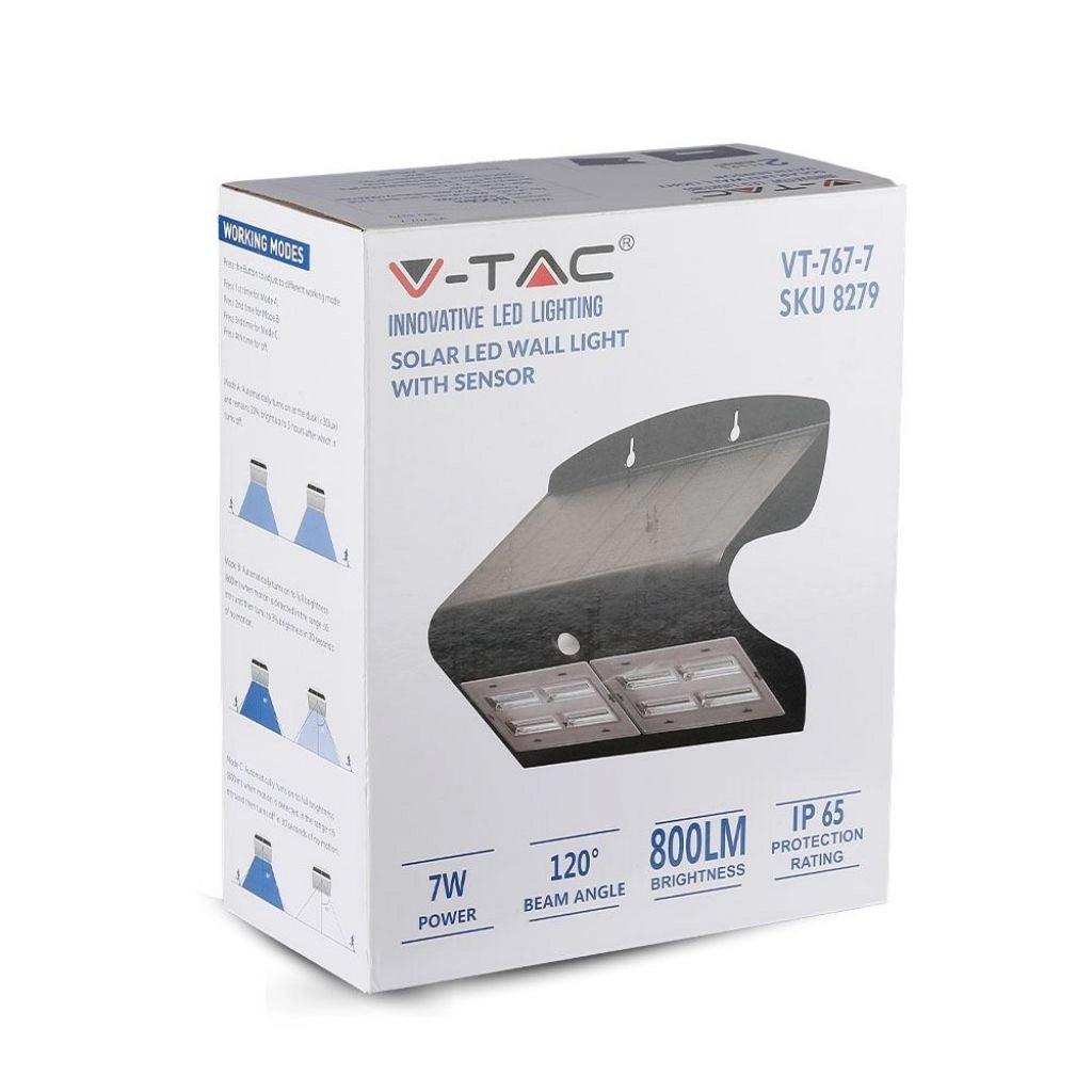 Luce a parete solare a LED da 6,8 W 4000K+4000K NERO+BLASO