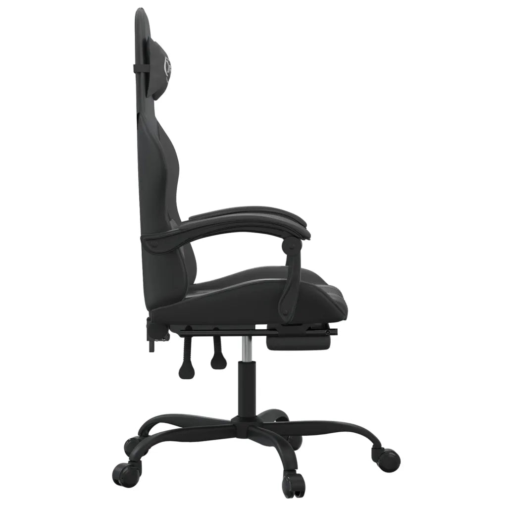 Sedia da Gaming Girevole Poggiapiedi Nero in Similpelle 349611