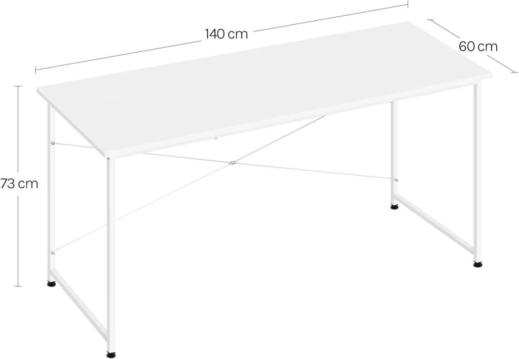Scrivania per Computer, 140x60 cm, Tavolo da Lavoro con Struttura in Metallo, per Ufficio Casa Studio Camera da Letto, in Materiale a Base di Legno, Rovere Chiaro