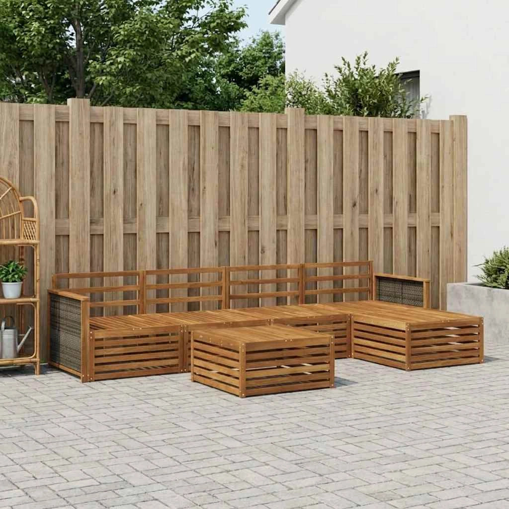 Set di divani da esterno 6 pz Naturale Legno di Acacia Massello 3383257