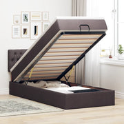 Pouf Letto con Materasso Marrone Scuro 100x200 cm in Tessuto 3312370