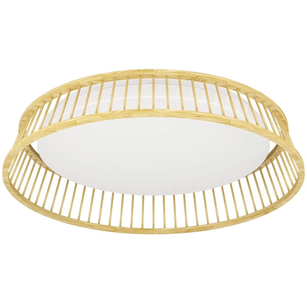 Plafoniera Contemporanea Luppineria Legno Marrone Luce Led Integrato 20W