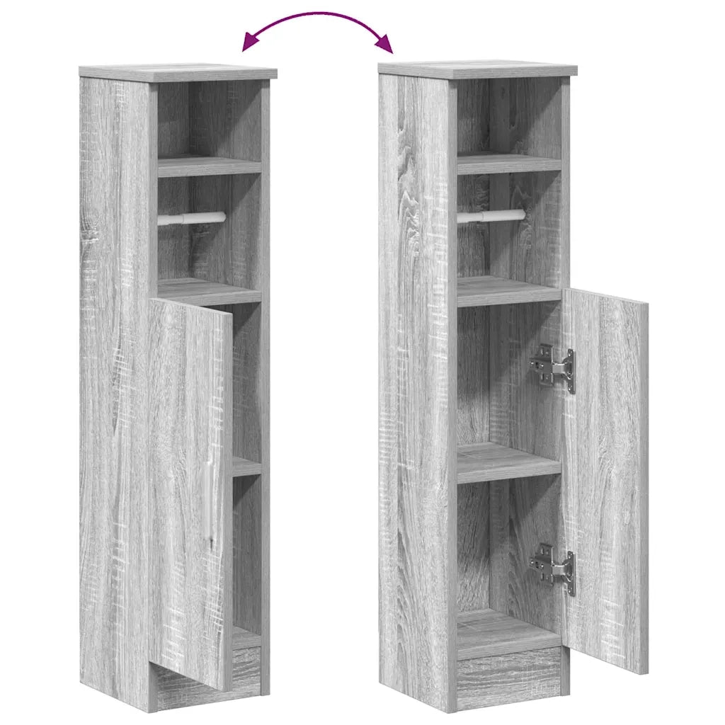 vidaXL Mobile da Bagno con Portarotolo Grigio Sonoma 20,5x22x90 cm