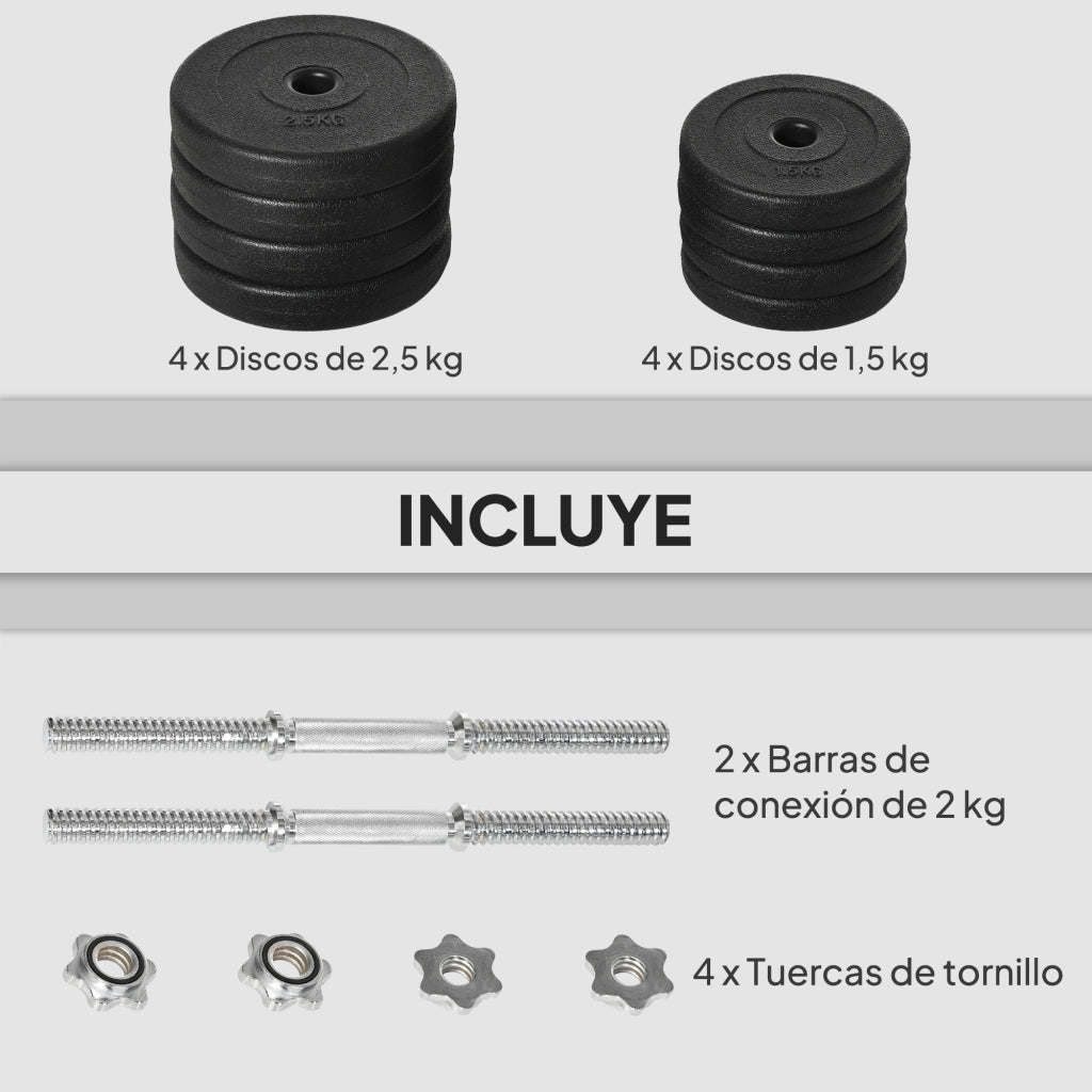 Set manubri regolabili 20kg ¨C zephmum ¨C disco 2.5/1.5kg asta 2kg