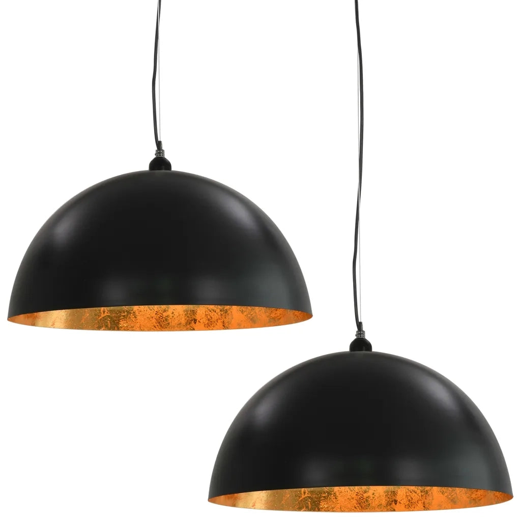 Lampadari 2 pz Nero e Oro Semi-Sferici 50 cm E27 CFW2331785