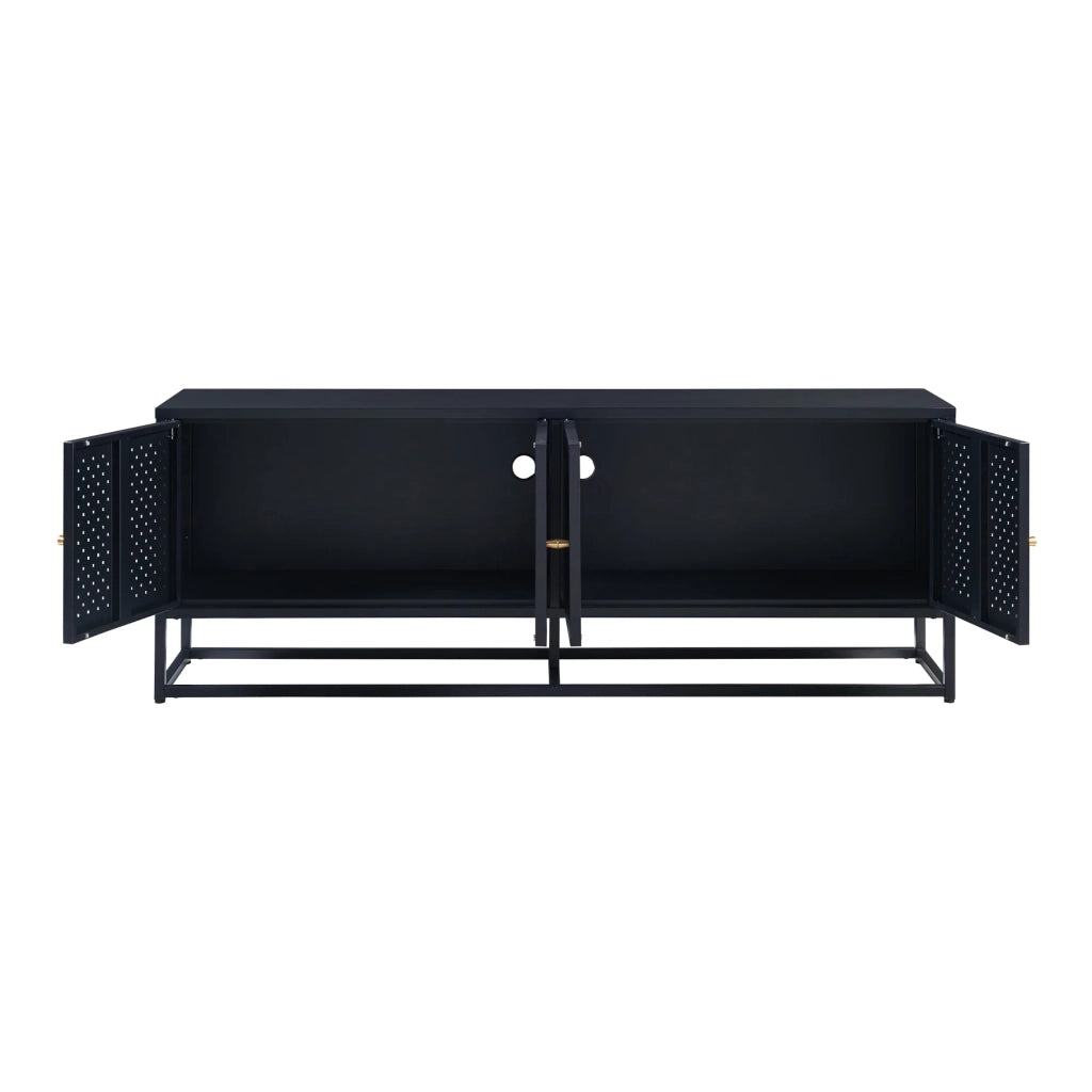 Mobile porta TV mobile porta TV per soggiorno ripiano in acciaio 153 x 35 x 55 cm nero 03_0010059