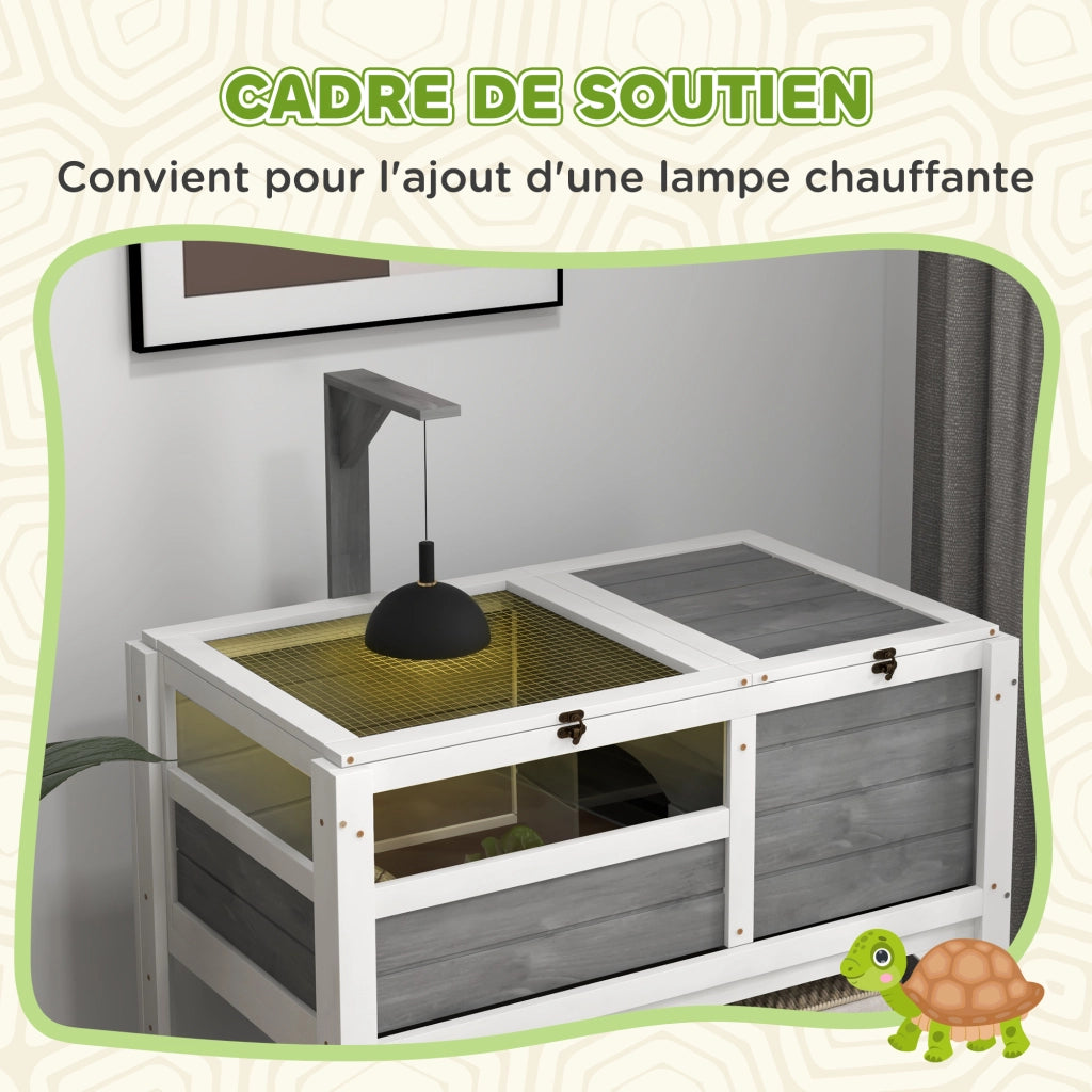 Recinto per tartarughe in legno massello con scaffale ¨C zephmum ¨C 84x51x103 cm