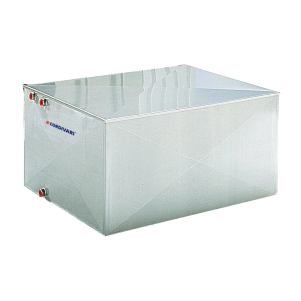 SERBATOIO PARALLELEPIPEDO IN ACCIAIO INOX 304 PER STOCCAGGIO ACQUA A PRESSIONE ATMOSFERICA MODELLO G - LT 500  - COR