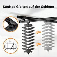 Sistema aereo per studio fotografico - Binari a soffitto 2 x 2,6 m, con 8 staffe e 3 pantografi estensibili in continuo da 40-215 cm fino a 6 kg - Attrezzatura per fotografi e videografi