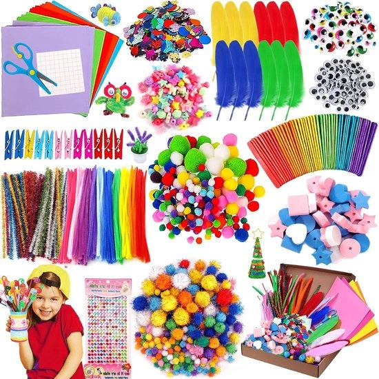 Scatola di attività per ragazze - Scatola di attività - 1500 Componenti - Glitter, Carta, Filo e Molti Altri - Sviluppo Creativo Stimolante