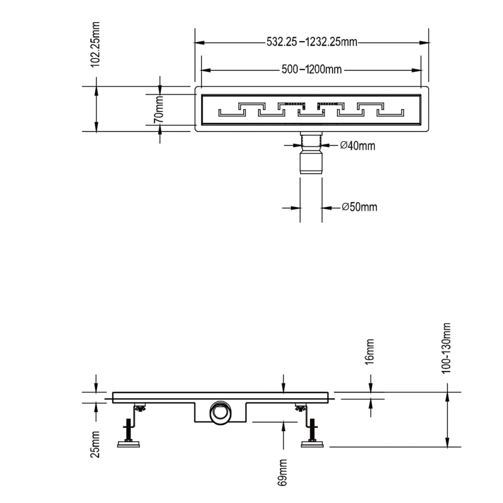 Canalina di scarico doccia in acciaio inox 60 cm mod. Doric