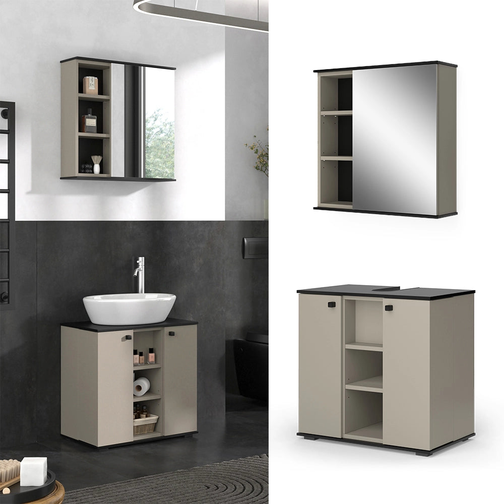 Vicco Set di mobili da bagno Grigio 2 parti
