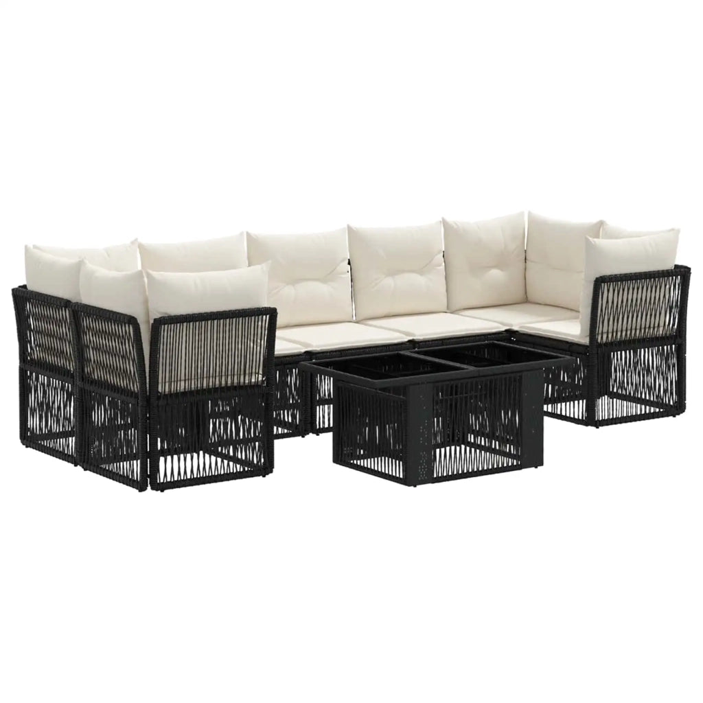 Set Divano da Giardino 8 pz Nero polyrattan 3436426