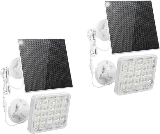 Lampade solari con sensore di movimento per esterno - 60 LED, 1000 Lumen, Impermeabili, IP66, 4 modalità di illuminazione, 2 pezzi