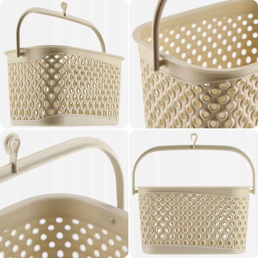 Cestino rettangolare sospeso KADAX per mollette e clip, beige