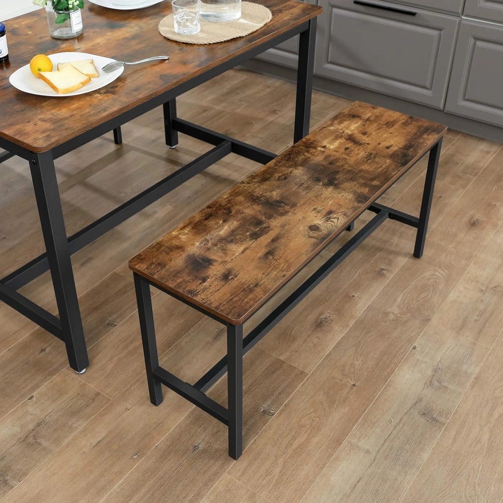 VASAGLE Set di 2 Panche da Tavolo, Panche da Interni, 108 x 32,5 x 50 cm, in Stile Industriale, Struttura Resistente in Metallo, per Cucina Sala da Pranzo Soggiorno, Marrone Vintage e Nero KTB33X