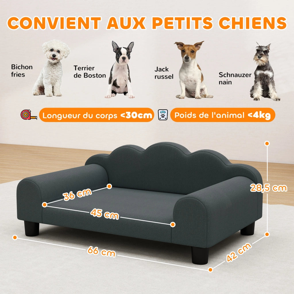 Divano per cani ¨C zephmum ¨C grigio scuro 66x42x28.5 cm