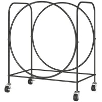 Portalegna Metallico per Camino con Ruote, per Interno ed Esterno 51x30x60 cm Nero