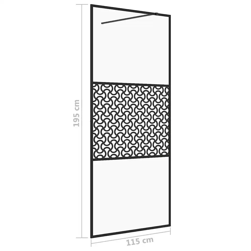 Parete per Doccia Walk-in Vetro Trasparente ESG 115x195cm Nera CFW4525368