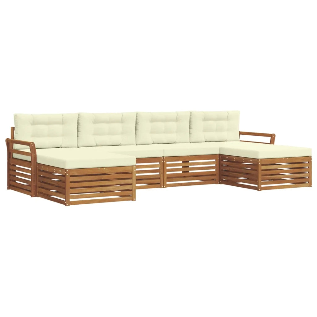 Set divani 6 pcs Naturale e Crema Legno di Acacia Massello 3373900