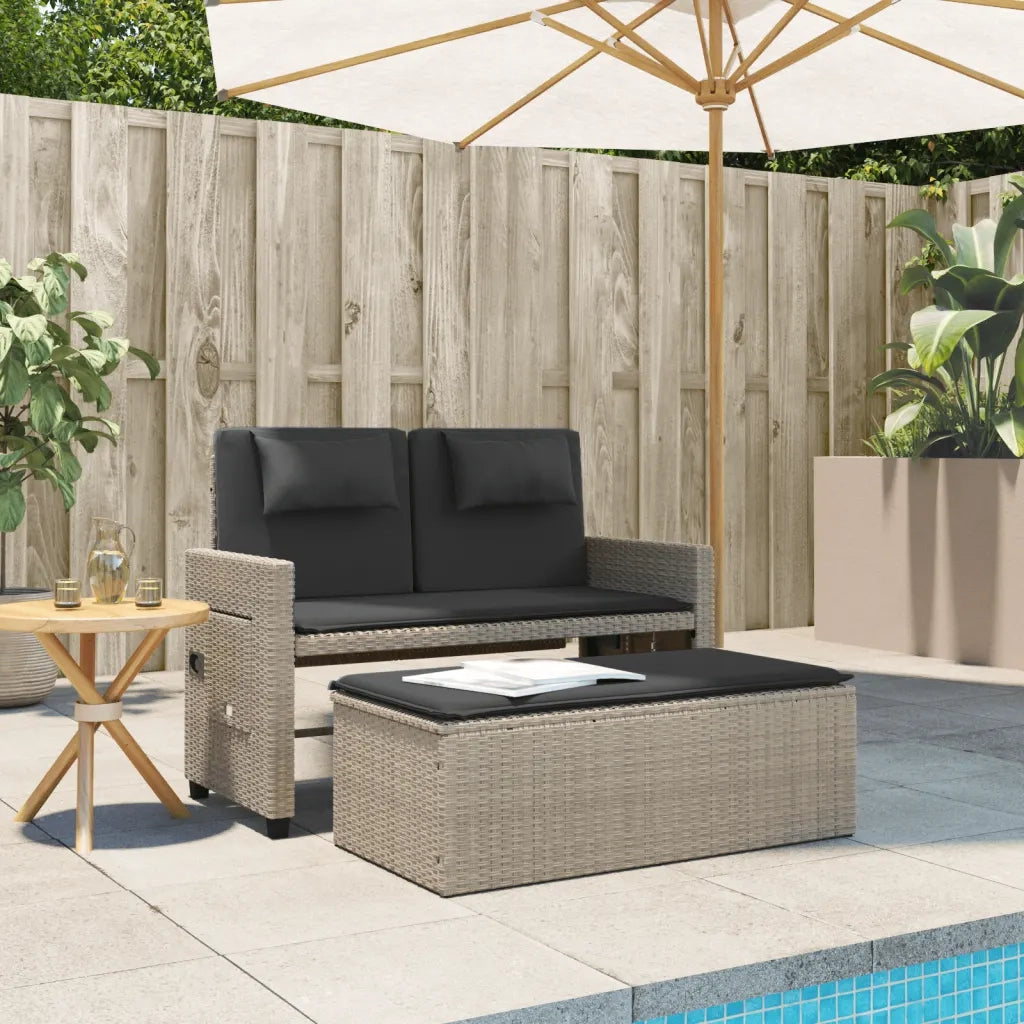 Panca Reclinabile Giardino con Cuscini Grigio Chiaro Polyrattancod mxl 88494