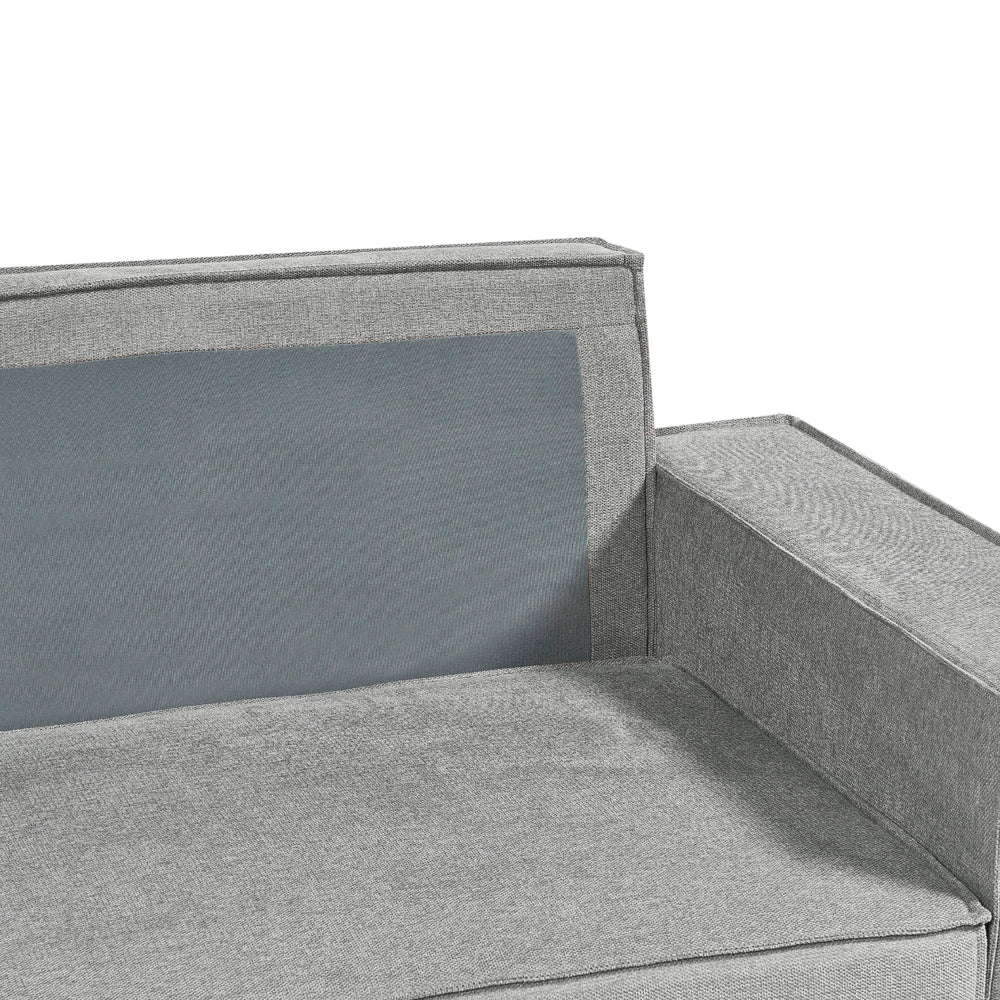 Divano letto angolare a destra Grigio Tessuto poliestere imbottito 3 posti a L con cuscini Funzione letto Stile moderno Soggiorno