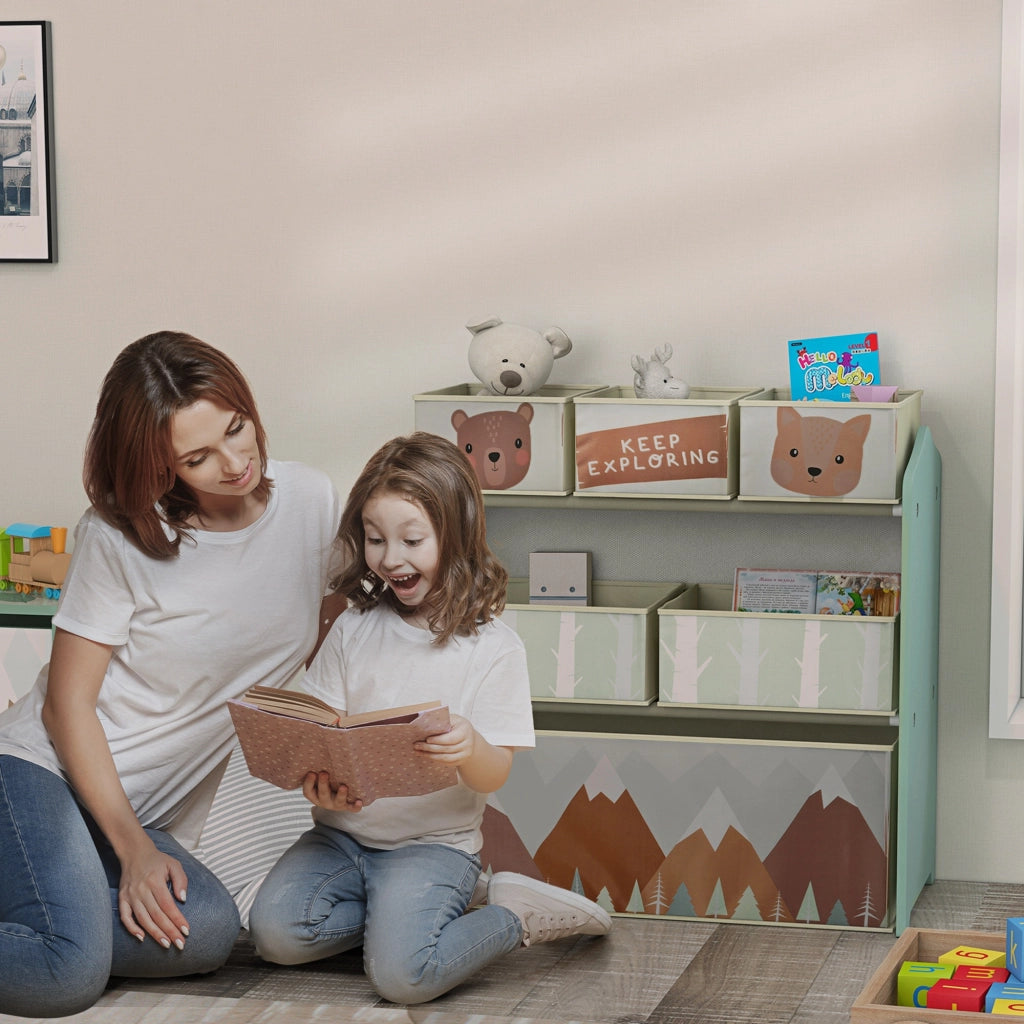 Casetta per bambini con 6 contenitori in tessuto ¨C Minimal ¨C 63x30x66 cm