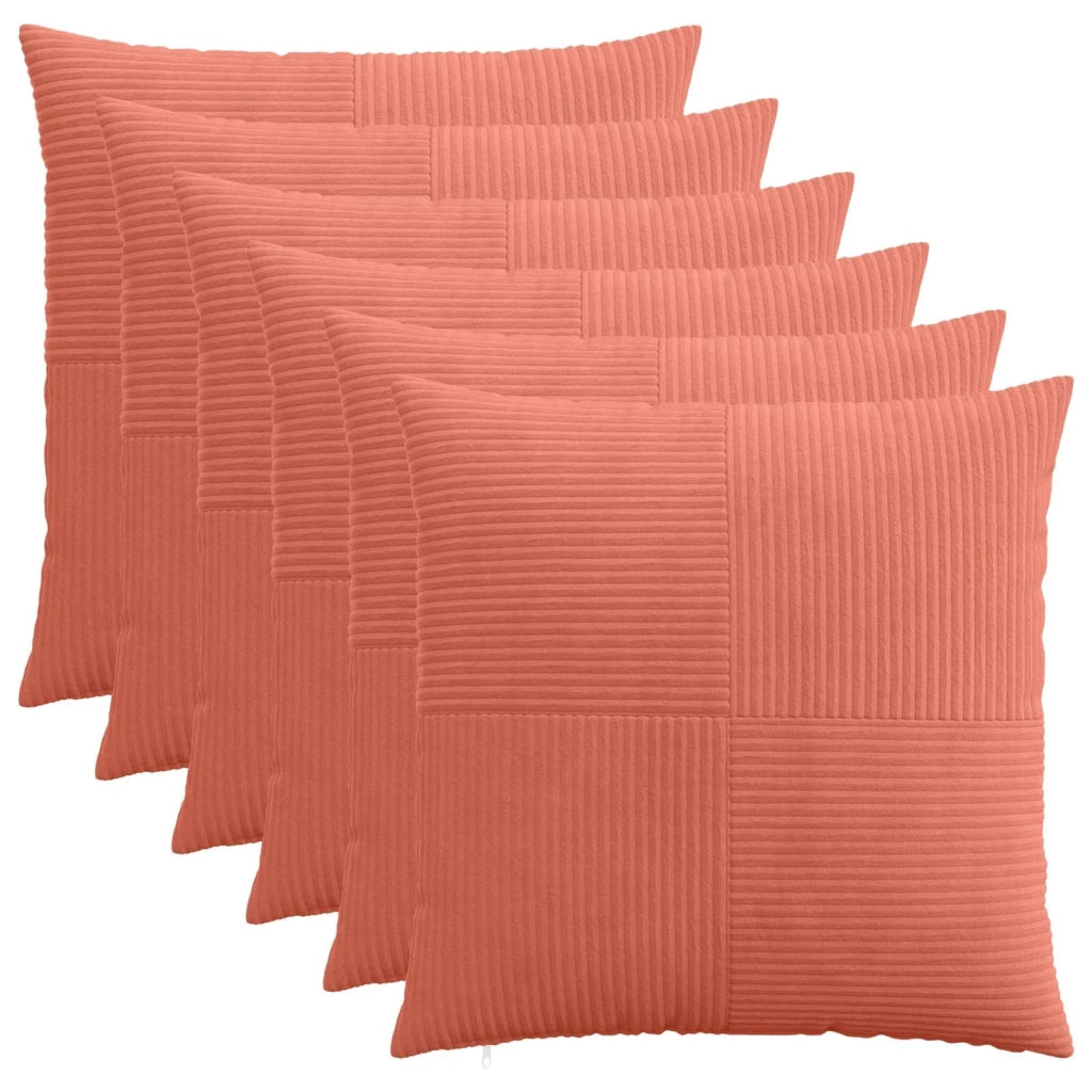 Federa 6 pcs ALMELO Rosso Arancio 60 x 60 cm corduroy 915406
