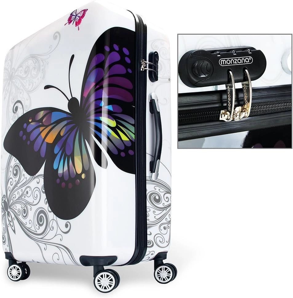 Monzana Trolley Butterfly Valigia a Guscio Rigido L Manico Telescopico Alluminio Ruote girevoli 360°