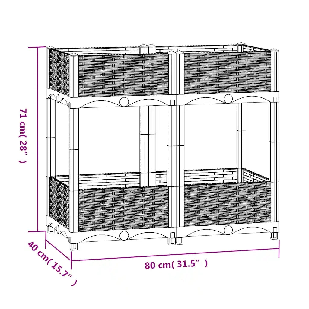 Fioriera Rialzata 80x40x71 cm in Polipropilene 153298