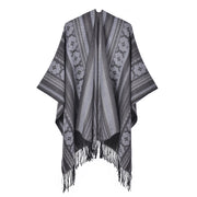 Sciarpa da donna retr¨° con spacco e nappe, nuova sciarpa in cashmere lavorata a maglia