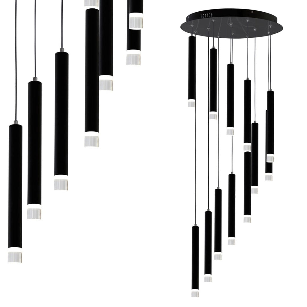 Lampadario LED Milagro Carbon ML6161 nero Ø45 12W 12 luci