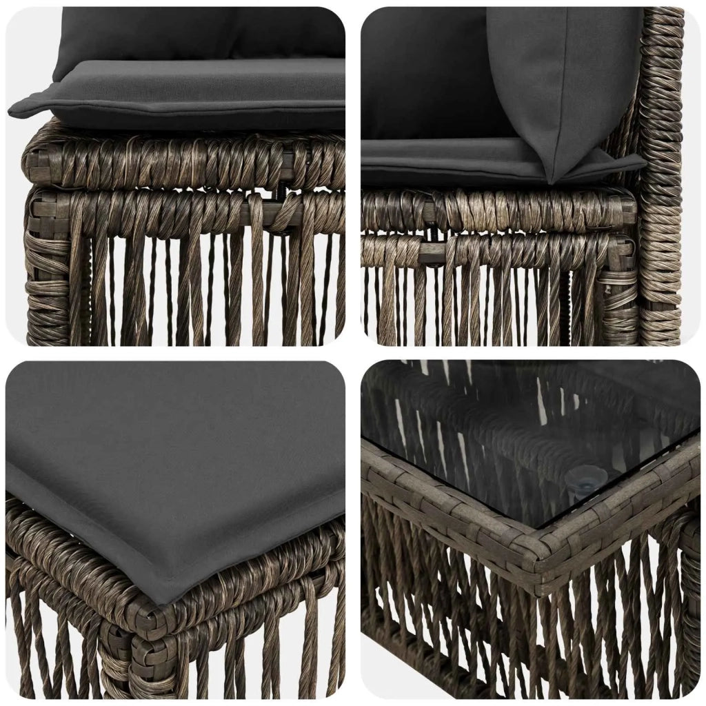 Set Divano da Giardino 5 pz Grigio polyrattan 3436451