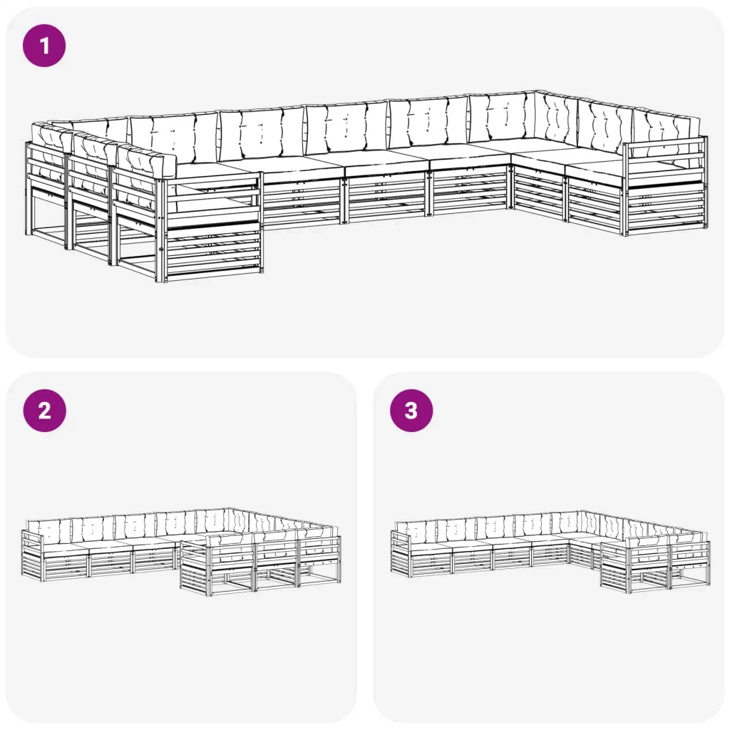 Set divani con cuscino 5 pcs Grigio Naturale e Chiaro 3374191