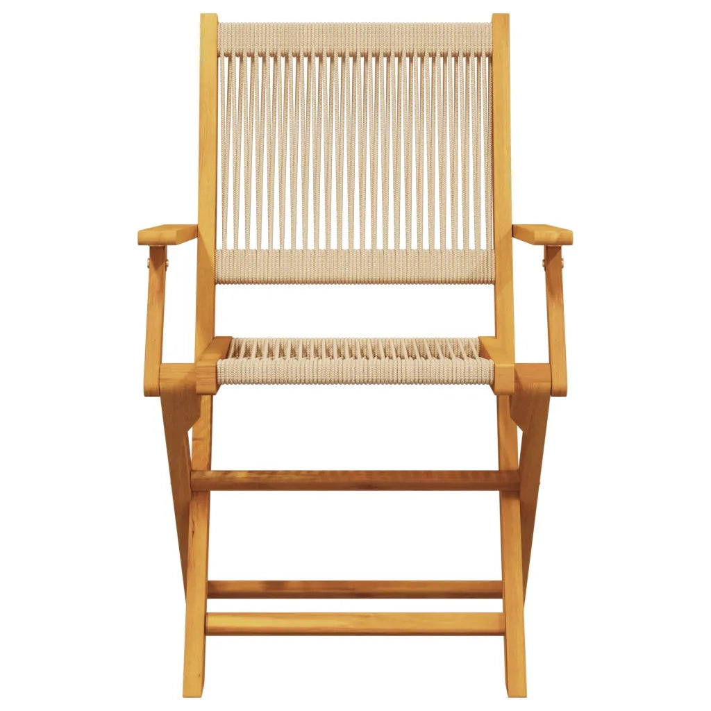 Set Pranzo da Giardino 5 pz Beige Polipropilene/ Legno Massello 3281831