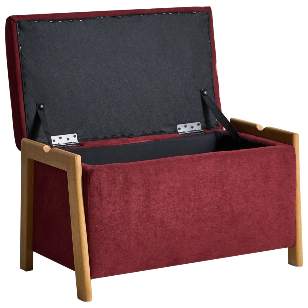 Panca stile moderno e glamour per camera da letto e soggiorno Rivestimento in tessuto contenitore bordeaux
